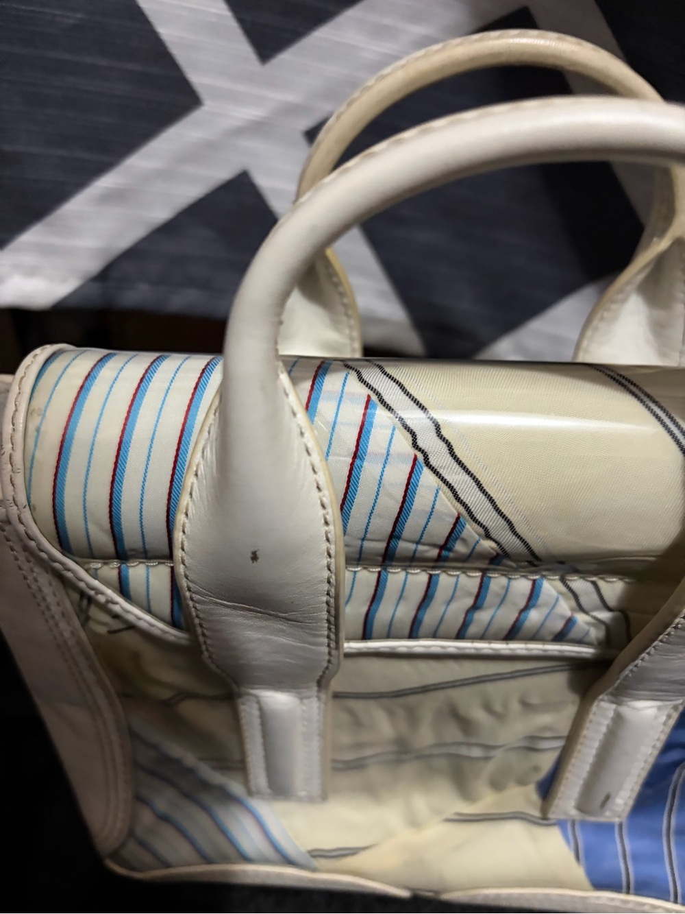 Phillip Lim Striped Shirting Cotton, PVC & Leather Pashli Mini Satchel Bag - Picture 7 of 12